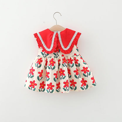 Toddler Summer Holiday Dress Girls Floral Vacation Dress
