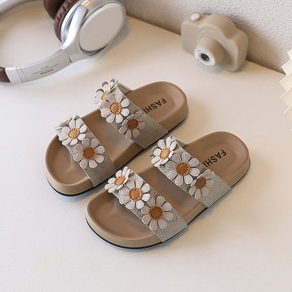 Girls New Summer Daisy Slippers