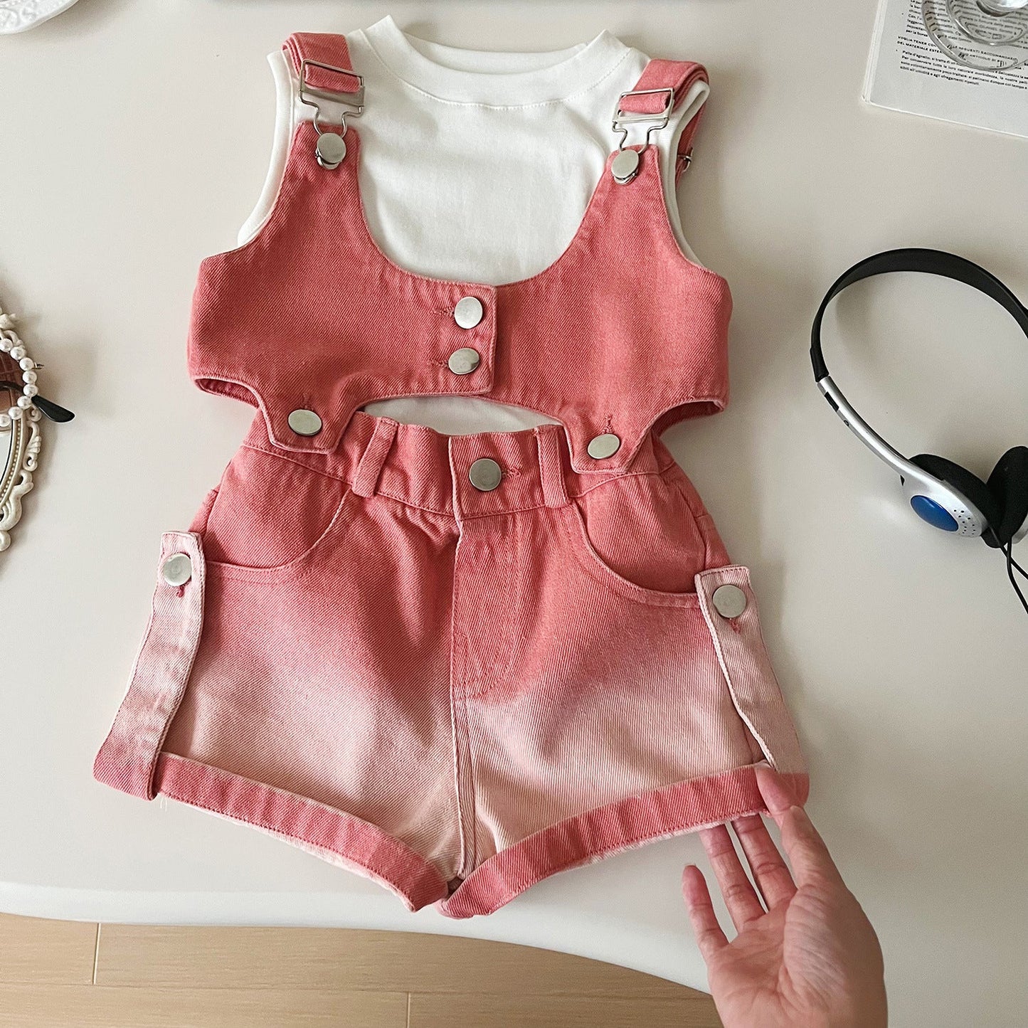 Girls Back to School Outfit Girls Summer Vacation Outfit Three-piece Suit