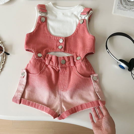 Girls Back to School Outfit Girls Summer Vacation Outfit Three-piece Suit