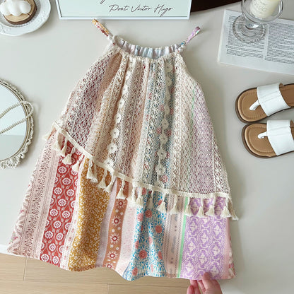 Girls Resort Princess Dress Girls Summer Vacation Dress
