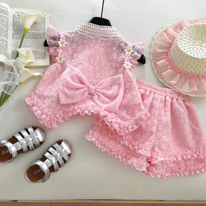 Girls Summer Elegant Outfit Girls Summer Vacation Outfit Two-piece Suit