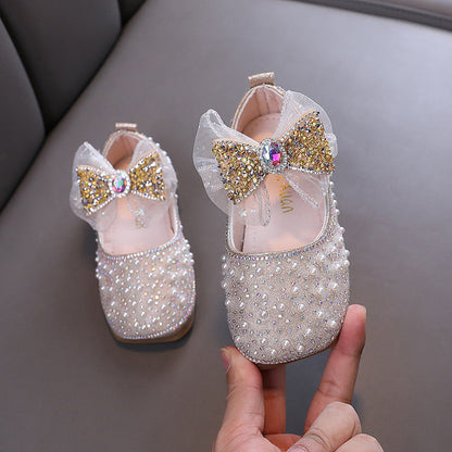 Cute Baby Girls Princess Rhinestone Leather Shoes