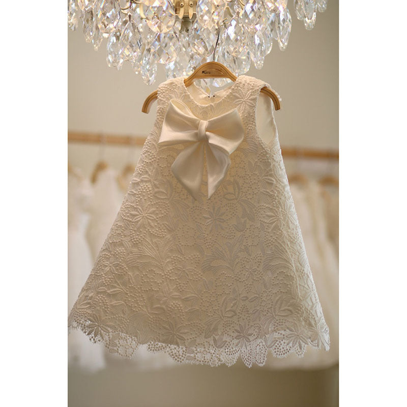 Baptism Dresses Baby Girl Summer Sleeveless Bow Tie Princess Dress Toddler Birthday Party Dress