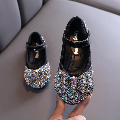New Girls' Rhinestone Bow Princess Dress