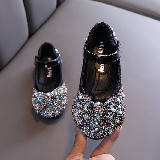 New Girls' Rhinestone Bow Princess Dress