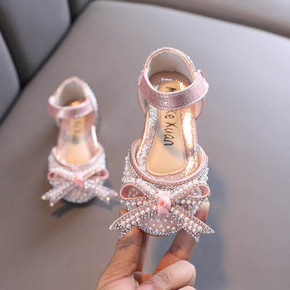 Cute Baby Girl Summer Bow-knot Pearl Princess Sandals