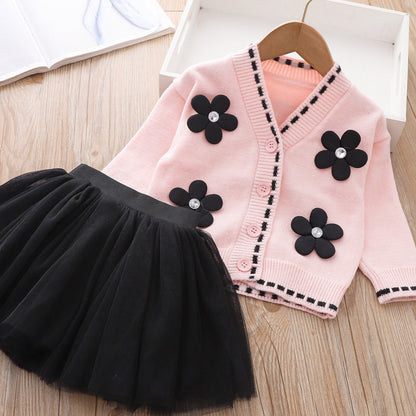 Girls Floral Vacation Outfit Girls Elegant School Outfit Two-piece set