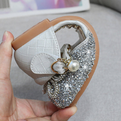 Girl Cute Bowknot Rhinestone Sequined Shoes