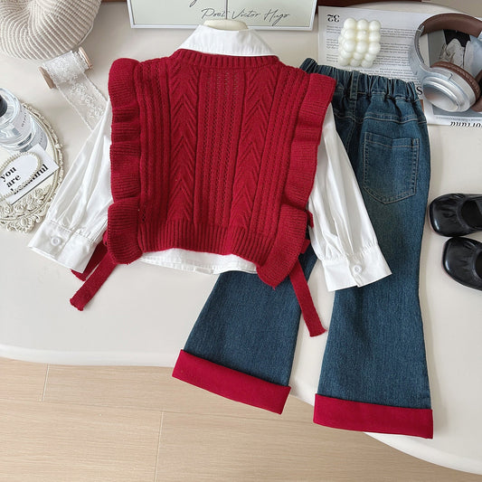 Girls Casual Outfit Girls Back to School Outfit Three-Piece Set
