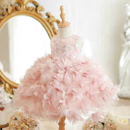 Girls Communion Puffy Dress Children's Birthday Pink Princess Dress
