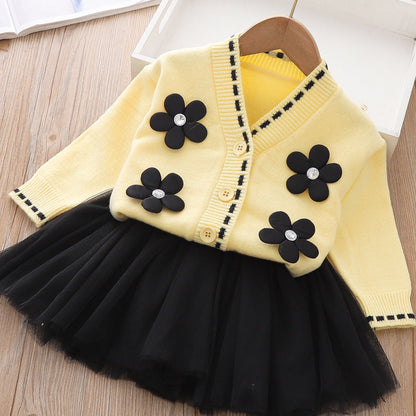 Girls Floral Vacation Outfit Girls Elegant School Outfit Two-piece set