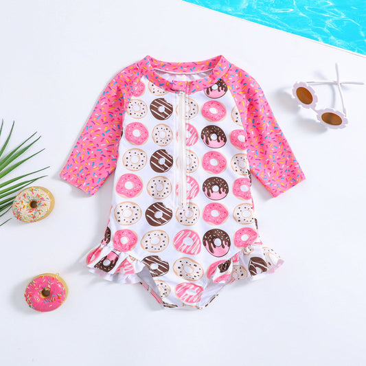 Cute Children's Swimsuit Girls One-piece Swimsuit Set