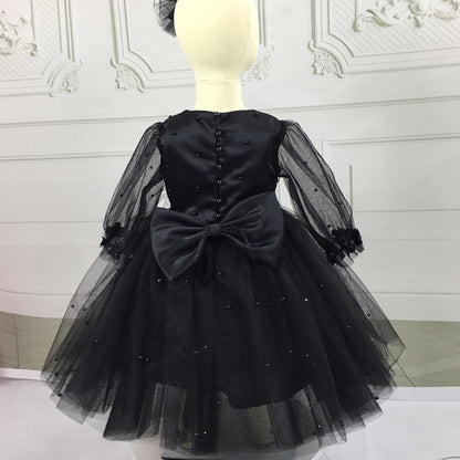 Baby Girl Princess Dress Toddler Bead Bow Puffy Birthday Party Dress Girl Formal Dresses
