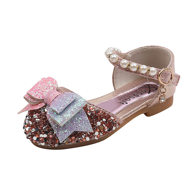 Cute Girls Bow Tie Beauty Pageant Sequins Princess Shoes