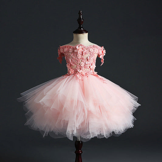 Girls Pageant Princess Dresses Baby Girl Summer Embroidery Puffy Prom Dress
