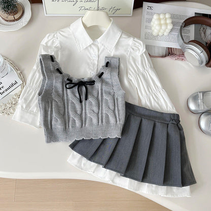 Girls School Daily Outfit Girls Elegant Outfit Three-piece Suit