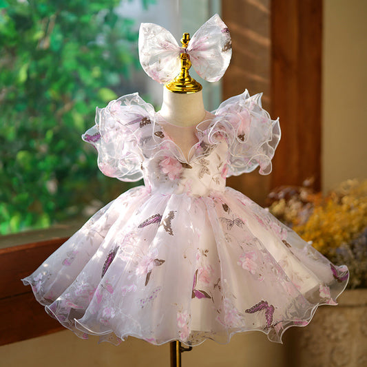 Baby Girl And Toddler Butterfly Flower Birthday Party Princess Dress