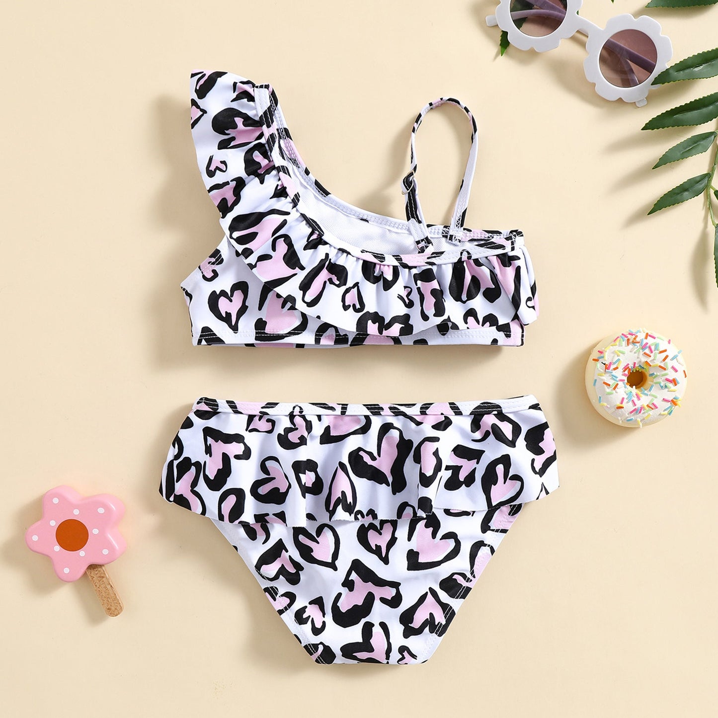 Children's Heart Print Swimsuit Girls Top Shorts Two-piece Set