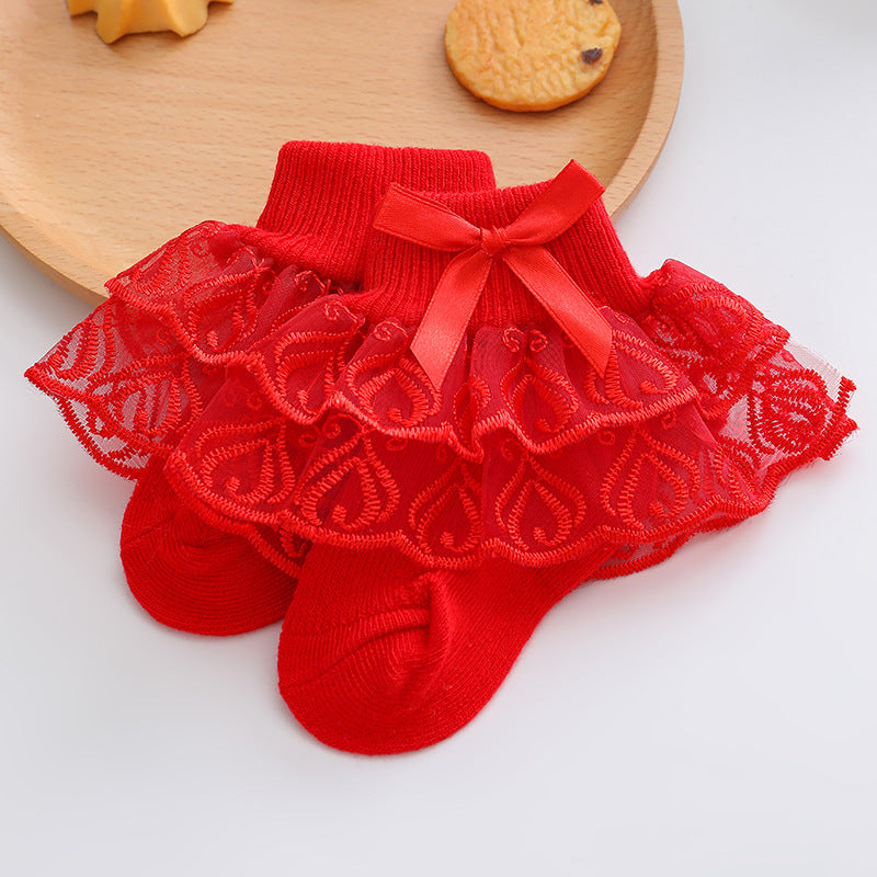 Girls' Double-layered Lace Princess Socks