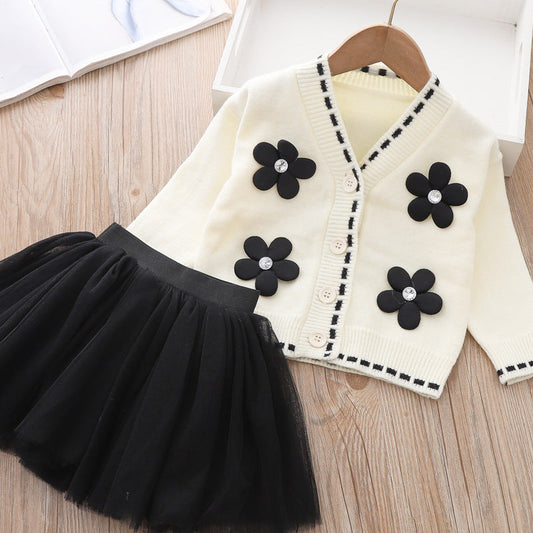 Girls Floral Vacation Outfit Girls Elegant School Outfit Two-piece set