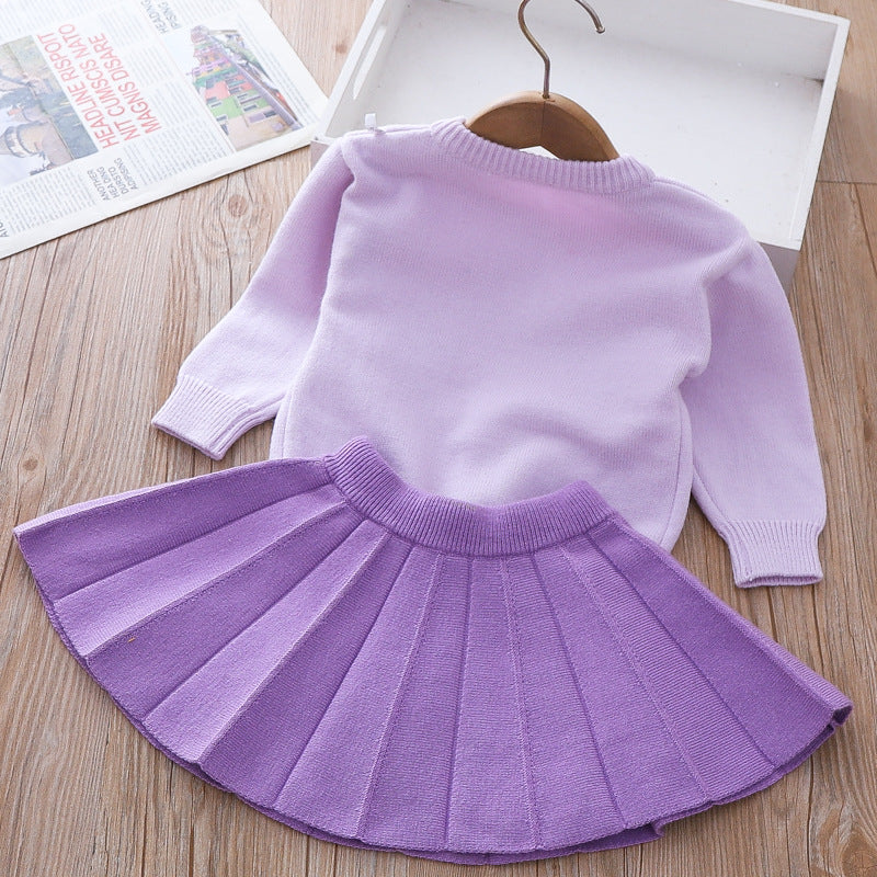 Girls Floral Vacation Outfit Girls Elegant School Outfit Two-piece Dress