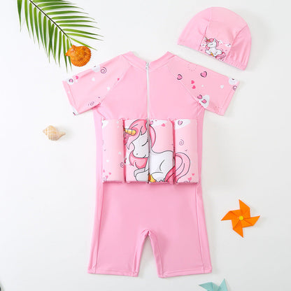 Children's Short-sleeved Buoyancy Onesie Swimsuit