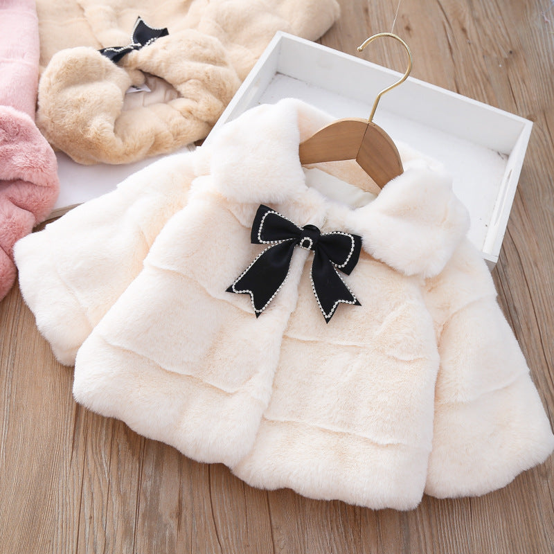 Girls Bow Winter Coat Girls Comfortable Outfit