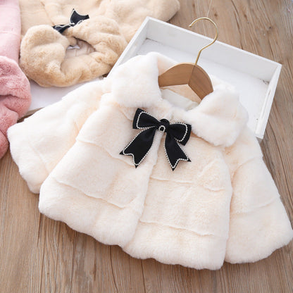Girls Bow Winter Coat Girls Comfortable Outfit