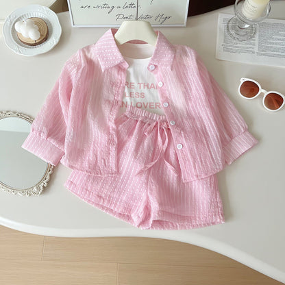 Girls School Daily Outfit Girls Summer Holiday Outfit Three-piece Set