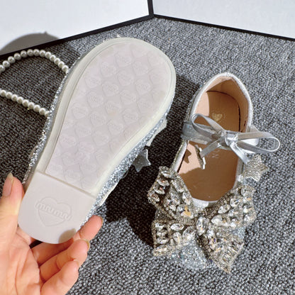 Girls' Crystal Butterfly Princess Leather Shoes