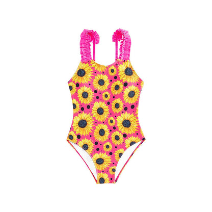 Girls New Summer Sunflower Onesie Swimsuit