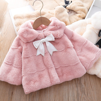 Girls Bow Winter Coat Girls Comfortable Outfit