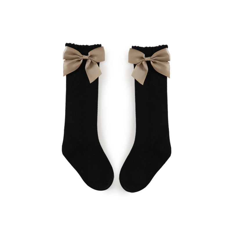Girls Hollow Mesh Big Bow Socks