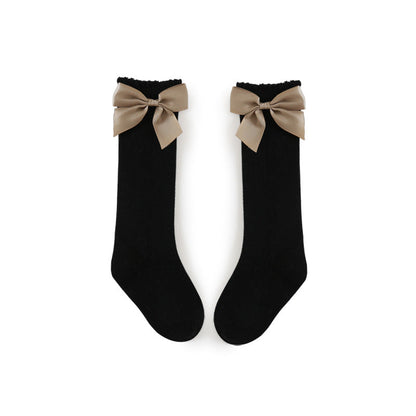 Girls Hollow Mesh Big Bow Socks