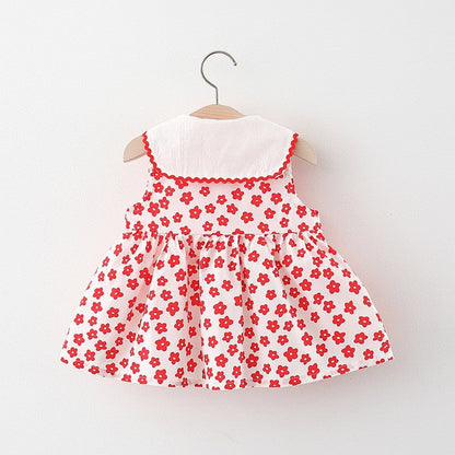 Girls Floral Ribbon Dress Girls Vacation Dress