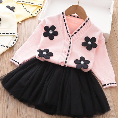 Girls Floral Vacation Outfit Girls Elegant School Outfit Two-piece set