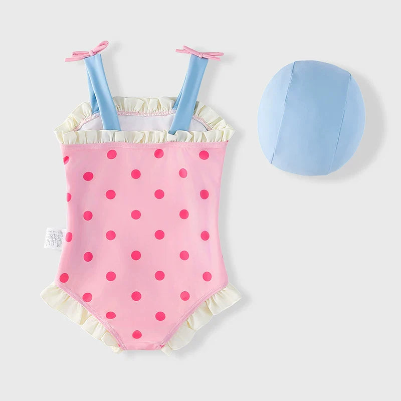 Girls Cute Summer Vacation Princess Onesie Swimsuit