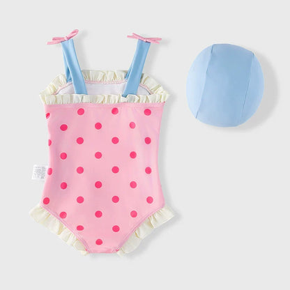 Girls Cute Summer Vacation Princess Onesie Swimsuit