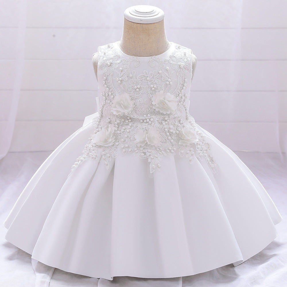 Baby Girl Birthday Party Dress Easter Dress Toddler Embroidered Texture Sleeveless Princess Dress