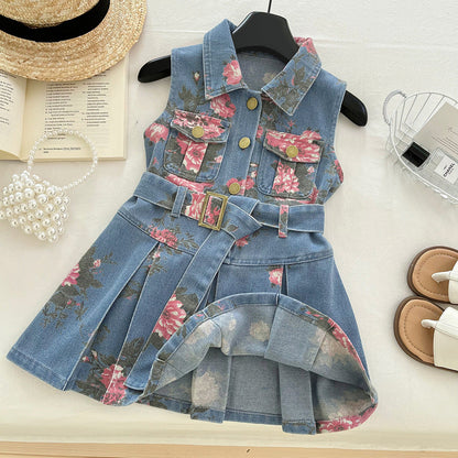 Girls Summer Floral Dress Girls Vacation Dress