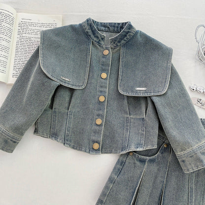 Girls Autumn Elegant Outfit Girls Fall School Outfit Two-Piece Set
