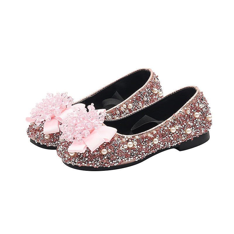 Girls Birthday Princess Shoes Children Flower Rhinestone Shoes