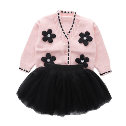 Girls Floral Vacation Outfit Girls Elegant School Outfit Two-piece set