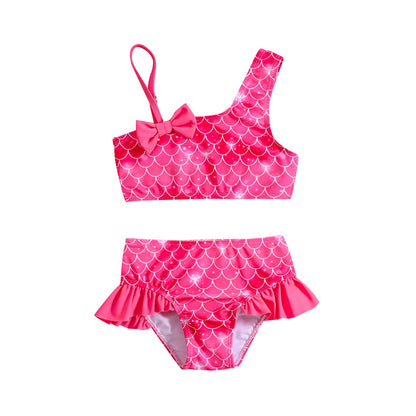 Baby Girl One-shoulder Sling Bowknot Swimsuit