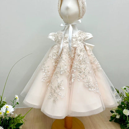 Cute Baby Girl Sequins Baptism Dress Toddler First Communion Dresses