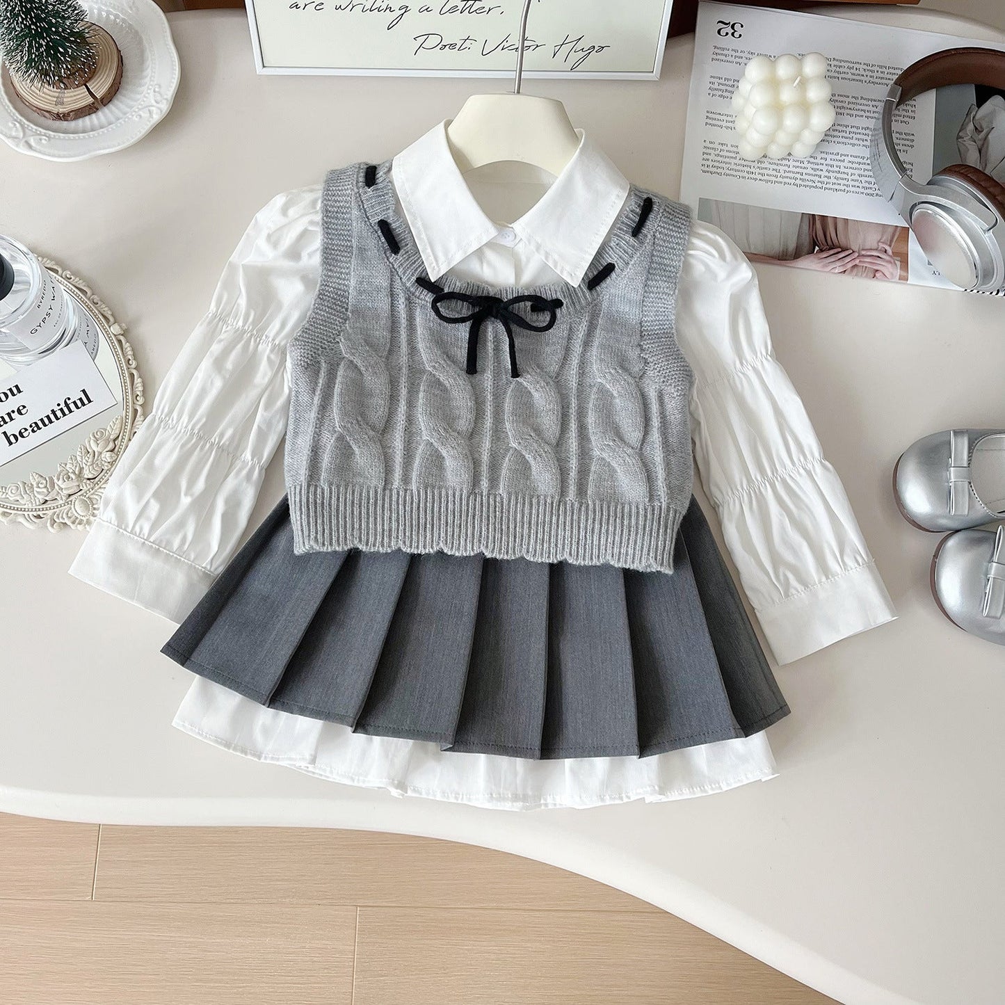 Girls School Daily Outfit Girls Elegant Outfit Three-piece Suit