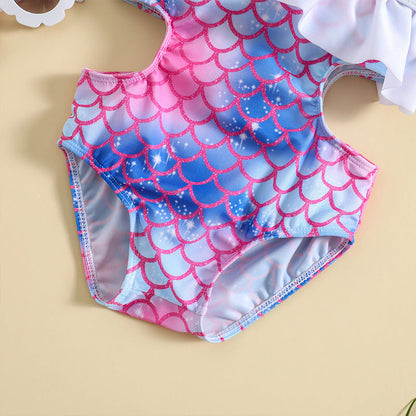 Children's Swimsuit Girls Mermaid One Shoulder Sling Swimsuit
