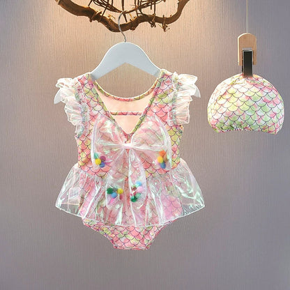 Girls' Summer Quick-Drying Mermaid Bodysuit Swimsuit