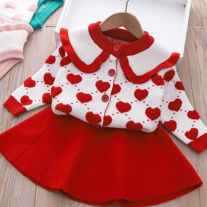 Girls Autumn Elegant School Outfit Girls Princess Outfit Two-piece Dress